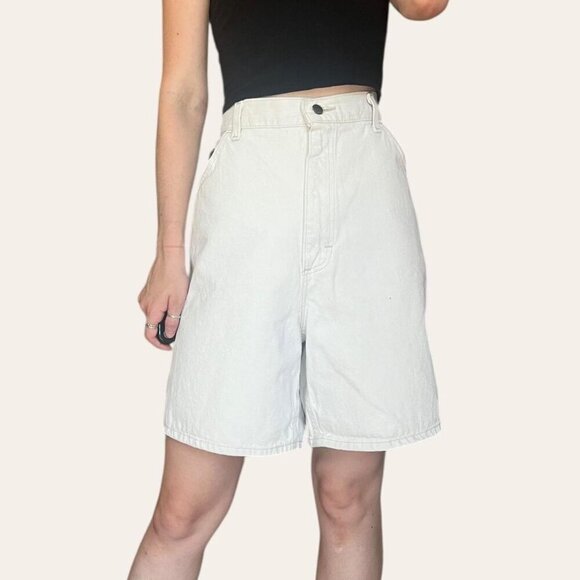 90s vintage cream colored denim mom shorts Lee Riveted - Picture 2 of 7